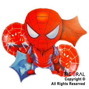 SET DE GLOBOS METALIZADO SPIDERMAN ESTRELLA 5 UNIDADES X 1